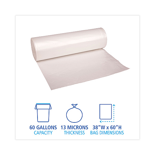 Boardwalk&reg; High Density Can Liners, 60 gal, 13Micro, 8 Rolls/25 Bags (BWKRH3860H)