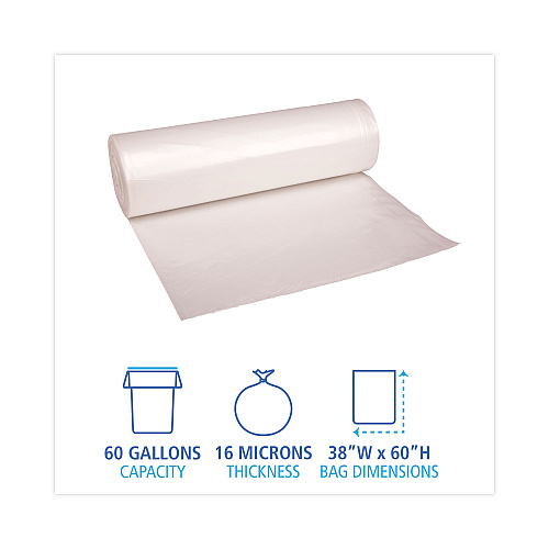 Boardwalk&reg; High Density Can Liners, 60 gal, 16Micro, 8 Rolls/25 Bags (BWKRH3860S)