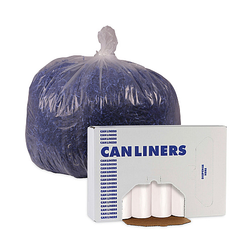 Boardwalk&reg; 45 Gal Can Liners, 13 mic, 10 Coreless Rolls of 25 Bags (BWKRH4048H)