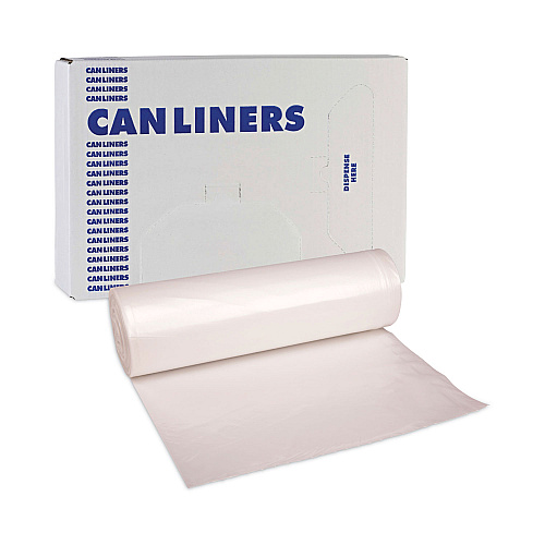 Boardwalk&reg; 45 Gal Can Liners, 13 mic, 10 Coreless Rolls of 25 Bags (BWKRH4048H)