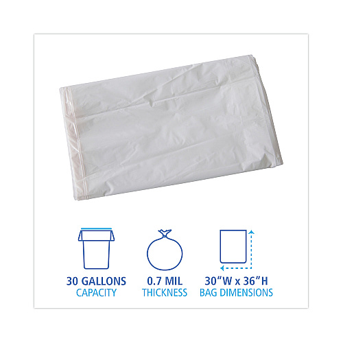 Boardwalk&reg; 30 Gallon White Can Liners, 0.7 mil, 30 x 36, 200 Liners (BWKVW3036X)