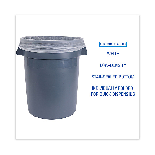 Boardwalk&reg; 30 Gallon White Can Liners, 0.7 mil, 30 x 36, 200 Liners (BWKVW3036X)