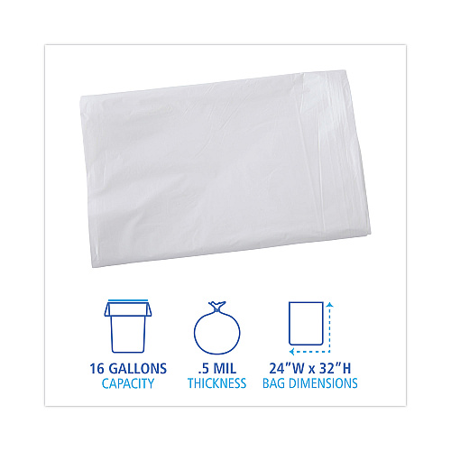 Boardwalk&reg; Low Density Industrial Can Liners, 16 gal, 500/Carton (BWKW2432X)
