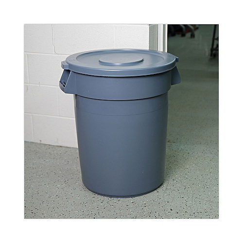 Boardwalk&reg; Flat-Top Lids for 32 gal Waste Receptacle, Rnd, Gy, EA (BWK32GLWRLIDG)