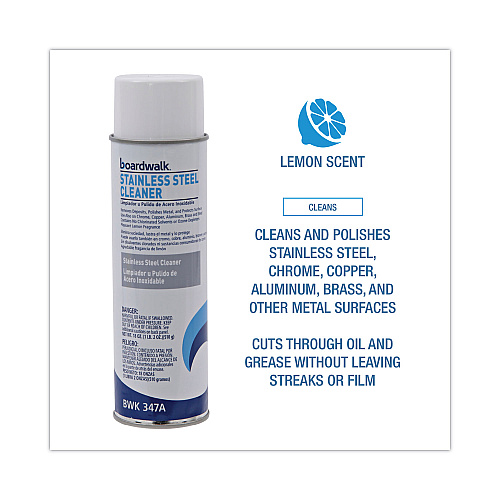 Boardwalk&reg; Stainless Steel Cleaner & Polish, 12 Cans (BWK347ACT)