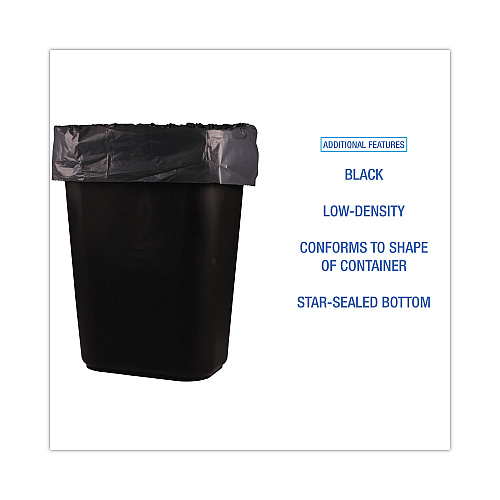 Boardwalk&reg; Waste Can Liners, 16 gal, Black, 15 Bags/Roll, 10 Rolls/CT (BWK510)