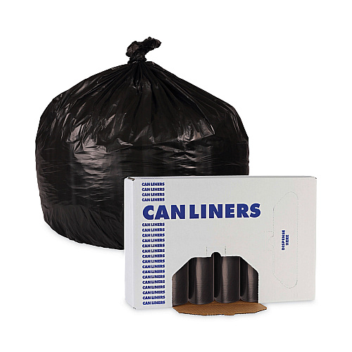 Boardwalk&reg; Waste Can Liners, 16 gal, Black, 15 Bags/Roll, 10 Rolls/CT (BWK510)