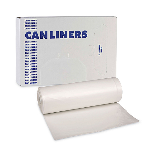 Boardwalk&reg; Can Liners, 30 gal, White, 10 Bags/Roll, 20 Rolls/Carton (BWK511)
