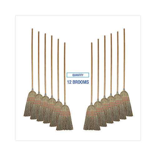 Boardwalk Parlor Broom, Corn Fiber Bristles, 55" Overall Length, Natural, 12/Carton (BWK926CCT)