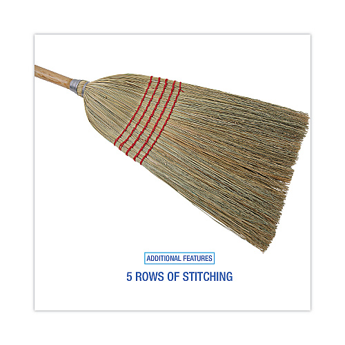 Boardwalk&reg; Parlor Broom, Corn Fiber Bristles, 42" Handle, Natural (BWK926CEA)