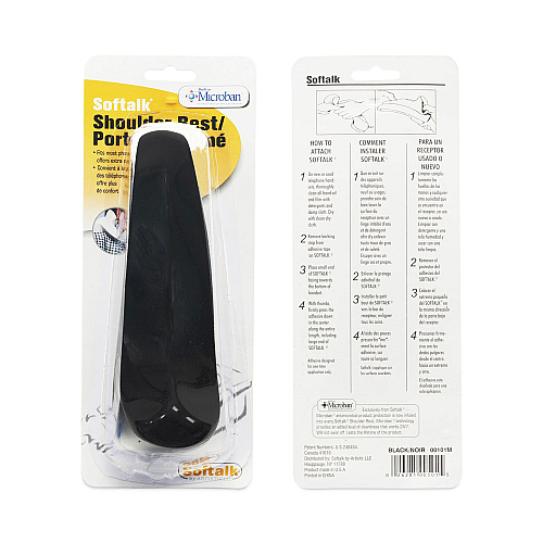 Softalk Standard Telephone Shoulder Rest, 2.63 x 7.5 x 2.25, Black (101M)