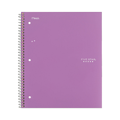 Five Star Wirebound Notebook, 1-Subject, Wide/Legal Rule, Assorted Cover Colors, (100) 10.5 x 8 Sheets, 6/Pack (38042)
