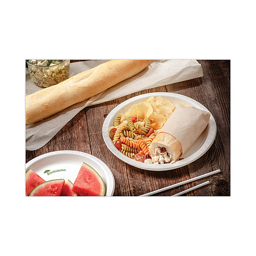 Pactiv EarthChoice Pressware Compostable Dinnerware, Plate, 9" dia, White, 450/Carton (PSP09EC)