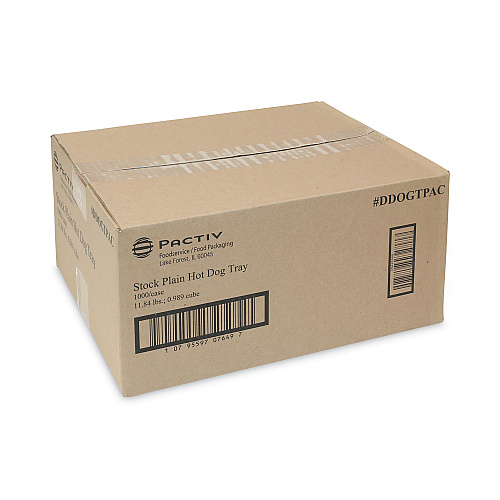 Pactiv Paperboard Boat Basket, Hot Dog Tray with Perforations, 7.04 x 1.75 x 1.43, White, Paper, 1,000/Carton (DDOGTPAC)