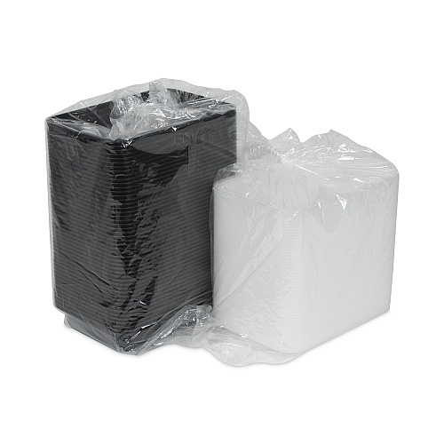 Pactiv Newspring VERSAtainer Microwavable Containers, 28 oz, 8.8 x 6 x 2, Black Base/Clear Lid, Plastic, 150/Carton (NC868B)
