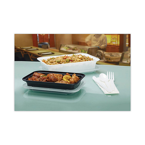 Pactiv Newspring VERSAtainer Microwavable Containers, 8.8 x 6 x 2.5, White/Clear, Base/Lid Combo, 150/Carton (NC888)