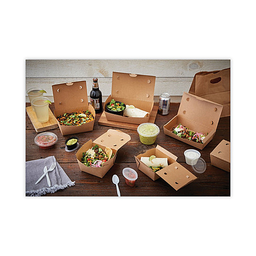 Pactiv EarthChoice OneBox Paper Box, 46 oz, 4.5 x 4.5 x 3.25, Kraft, 200/Carton (NOB08KEC)