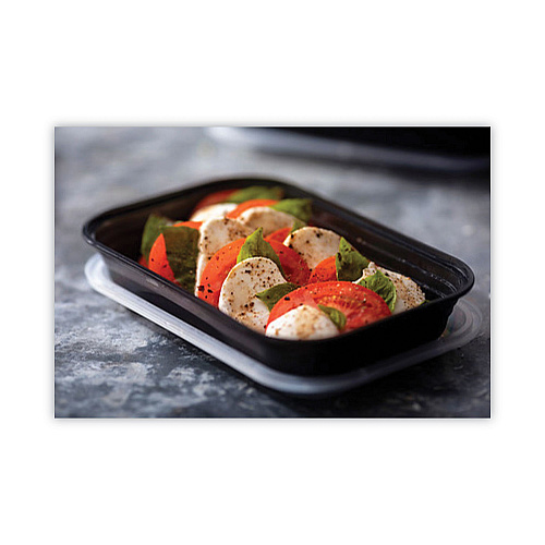 Pactiv EarthChoice Versa2Go Microwaveable Container, 27 oz, 8.4 x 5.6 x 1.4, Black/Clear, Plastic, 150/Carton (NV2GRT2786B)