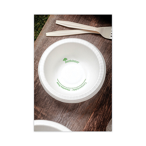 Pactiv EarthChoice Pressware Compostable Dinnerware, Bowl, 12 oz, White, 750/Carton (PSB12EC)