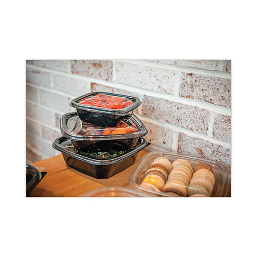 Pactiv EarthChoice Square Recycled Bowl, 24 oz, 7 x 7 x 1.52, Black, Plastic, 300/Carton (SAB0724)