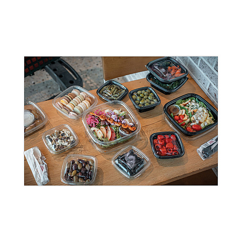 Pactiv EarthChoice Square Recycled Bowl, 12 oz, 5 x 5 x 1.63, Clear, Plastic, 504/Carton (SAC0512)