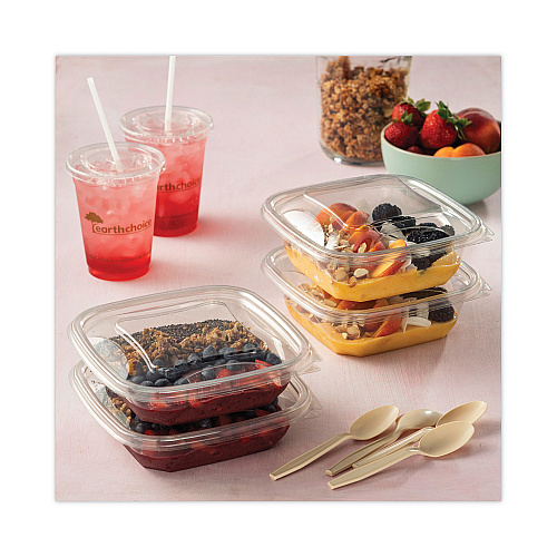 Pactiv EarthChoice Square Recycled Bowl, 32 oz, 7 x 7 x 2, Clear, Plastic, 300/Carton (SAC0732)