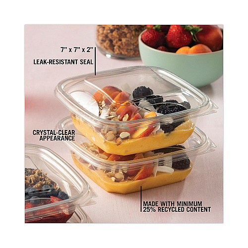 Pactiv EarthChoice Square Recycled Bowl, 32 oz, 7 x 7 x 2, Clear, Plastic, 300/Carton (SAC0732)