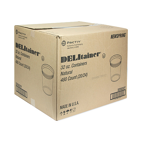 Pactiv Newspring DELItainer Microwavable Container, 32 oz, 4.55 x 4.55 x 5.55, Natural, Plastic, 480/Carton (SD5032Y)