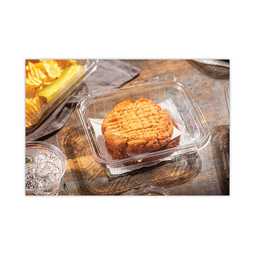 Pactiv EarthChoice Tamper Evident Recycled Hinged Lid Deli Container, 16 oz, 5.38 x 4.5 x 2.63, Clear, Plastic, 304/Carton (TEHL5X416)