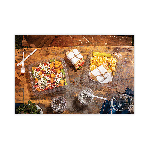 Pactiv EarthChoice Tamper Evident Recycled Hinged Lid Deli Container, 16 oz, 7.25 x 6.38 x 1, Clear, Plastic, 240/Carton (TEHL7X616S)