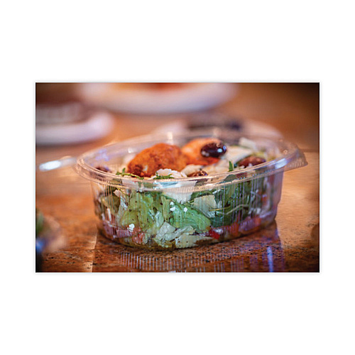 Pactiv EarthChoice Recycled PET Hinged Container, 24 oz, 7.38 x 5.88 x 2.38, Clear, Plastic, 280/Carton (YCA910240000)