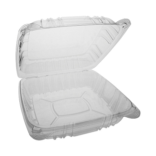 Pactiv SENSATION SmartLock Hinged Lid Container, 9.21 x 8.87 x 3.07, Clear, Plastic, 200/Carton (YCI821100000)
