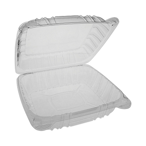 Pactiv SENSATION SmartLock Hinged Lid Container, 8.34 x 8.24 x 3.05, Clear, Plastic, 200/Carton (YCI821200000)