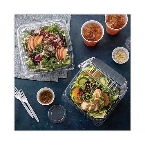 Pactiv SENSATION SmartLock Hinged Lid Container, 8.34 x 8.24 x 3.05, Clear, Plastic, 200/Carton (YCI821200000)