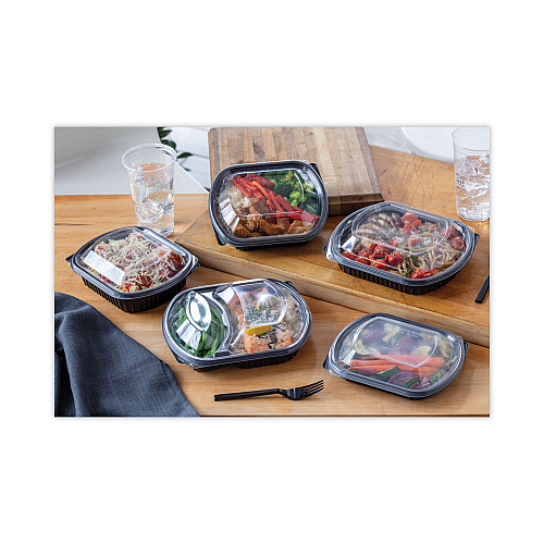Pactiv ClearView MealMaster Lid with Fog Gard Coating, Large Flat Lid, 9.38 x 8 x 0.38, Clear, Plastic, 300/Carton (YCN8463S00D0)