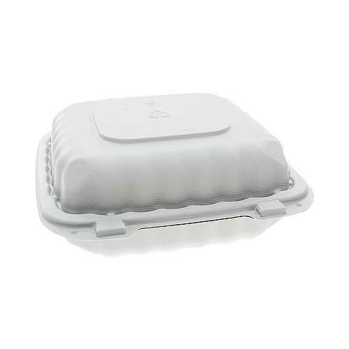 Pactiv EarthChoice SmartLock Microwavable MFPP Hinged Lid Container, 8.31 x 8.35 x 3.1, White, Plastic, 200/Carton (YCN808010000)