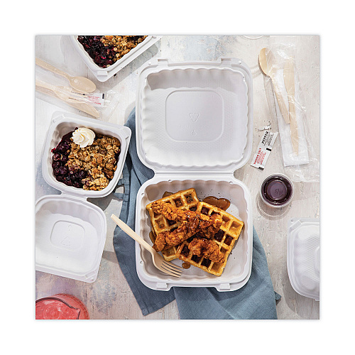 Pactiv EarthChoice SmartLock Microwavable MFPP Hinged Lid Container, 8.31 x 8.35 x 3.1, White, Plastic, 200/Carton (YCN808010000)