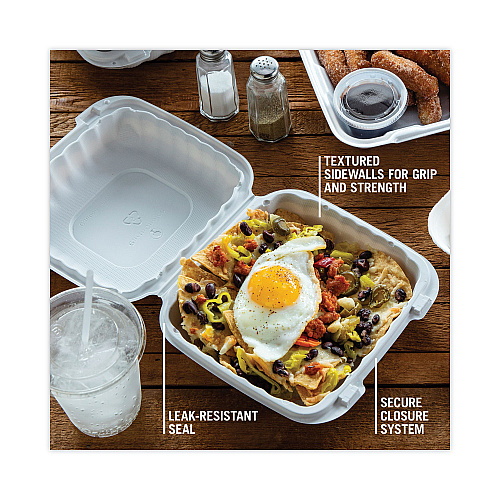 Pactiv EarthChoice SmartLock Microwavable MFPP Hinged Lid Container, 8.31 x 8.35 x 3.1, White, Plastic, 200/Carton (YCN808010000)