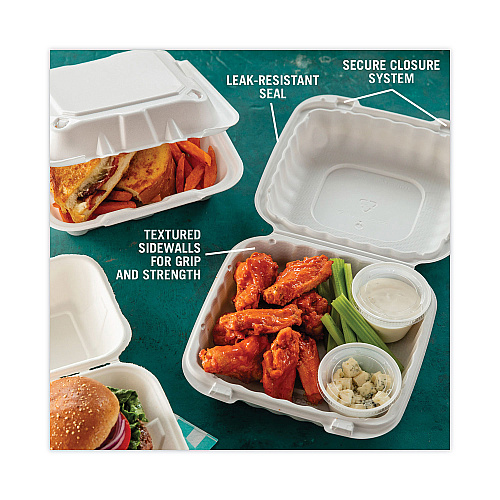 Pactiv EarthChoice SmartLock Microwavable MFPP Hinged Lid Container, 8.31 x 8.35 x 3.1, White, Plastic, 200/Carton (YCN808010000)