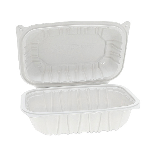 Pactiv EarthChoice Vented Microwavable MFPP Hinged Lid Container, 9 x 6 x 3.1, White, Plastic, 170/Carton (YCNW0205)