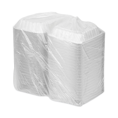 Pactiv EarthChoice Vented Microwavable MFPP Hinged Lid Container, 8.5 x 8.5 x 3.1, White, Plastic, 146/Carton (YCNW0851)