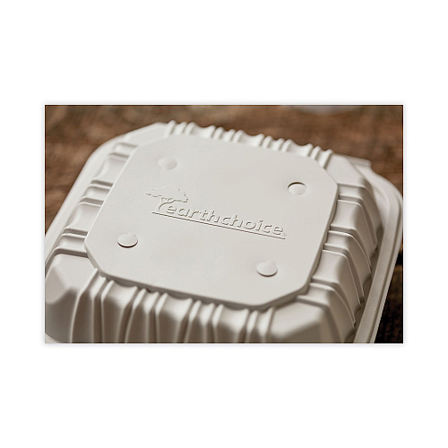 Pactiv EarthChoice Vented Microwavable MFPP Hinged Lid Container, 3-Compartment, 8.5 x 8.5 x 3.1, White, Plastic, 146/Carton (YCNW0853)