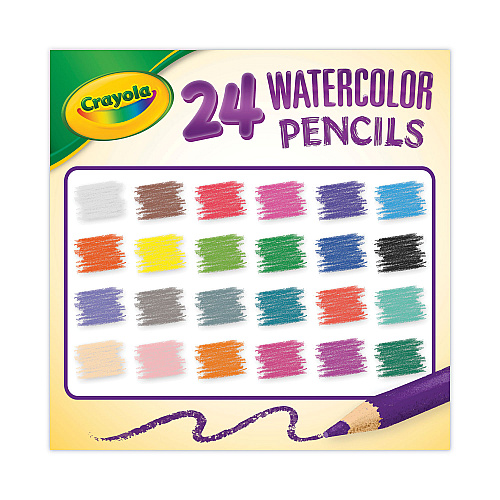 Crayola Watercolor Pencil Set, 3.3 mm, 2B, Assorted Lead and Barrel Colors, 24/Pack (684304)
