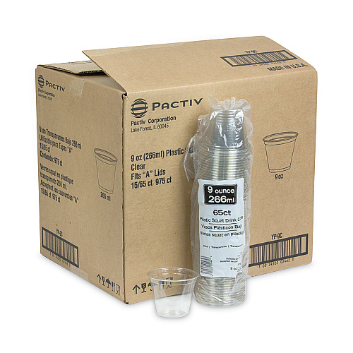 Pactiv EarthChoice Recycled Clear Plastic Cold Cups, 9 oz, Clear, 975/Carton (YP9C)
