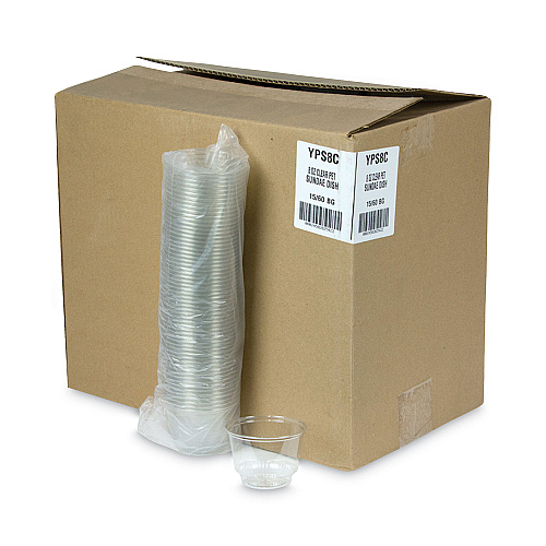 Pactiv EarthChoice Recycled Clear Plastic Sundae Dish, 8 oz, 4" dia x 3"h, Clear, 60/Bag, 15 Bags/Carton (YPS8C)