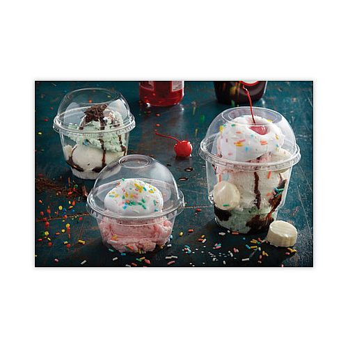 Pactiv EarthChoice Recycled Clear Plastic Sundae Dish, 8 oz, 4" dia x 3"h, Clear, 60/Bag, 15 Bags/Carton (YPS8C)