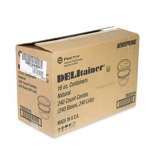 Pactiv Newspring DELItainer Microwavable Container, 16 oz, 2 x 2 x 2, Clear, Plastic, 240/Carton (YSD2516)