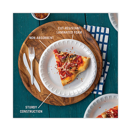 Pactiv Placesetter Satin Non-Laminated Foam Dinnerware, Platter, 8.5 x 11.5, White, 500/Carton (YTH100430000)