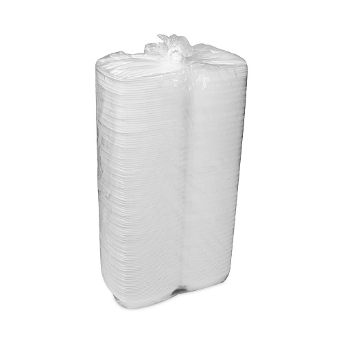 Pactiv Foam Hinged Lid Container, Single Tab Lock, 6.38 x 6.38 x 3, White, 500/Carton (YTH100800000)