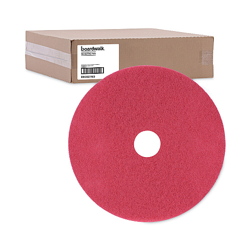 Boardwalk Buffing Floor Pads, 21" Diameter, Red, 5/Carton (BWK4021RED)